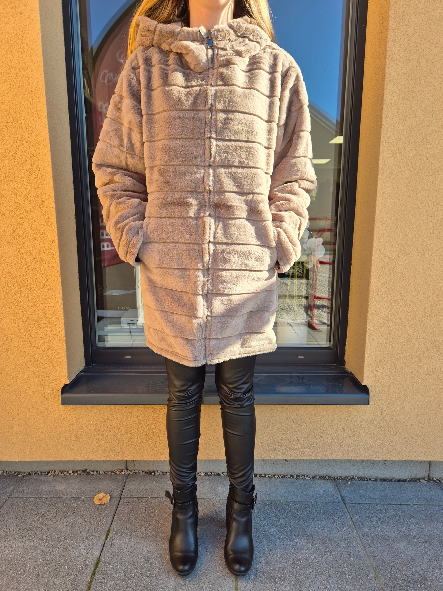 Parka dorée réversible fourrure