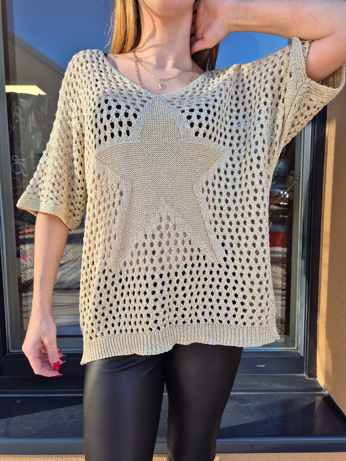 Pull Etoile Doré TU