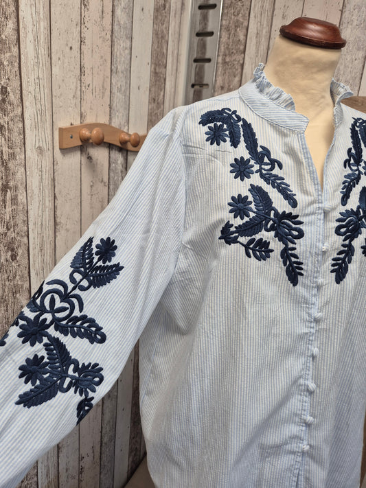 Chemisier brodé Bleu