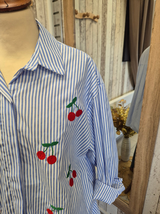 Chemisier Rayé Cerise TU