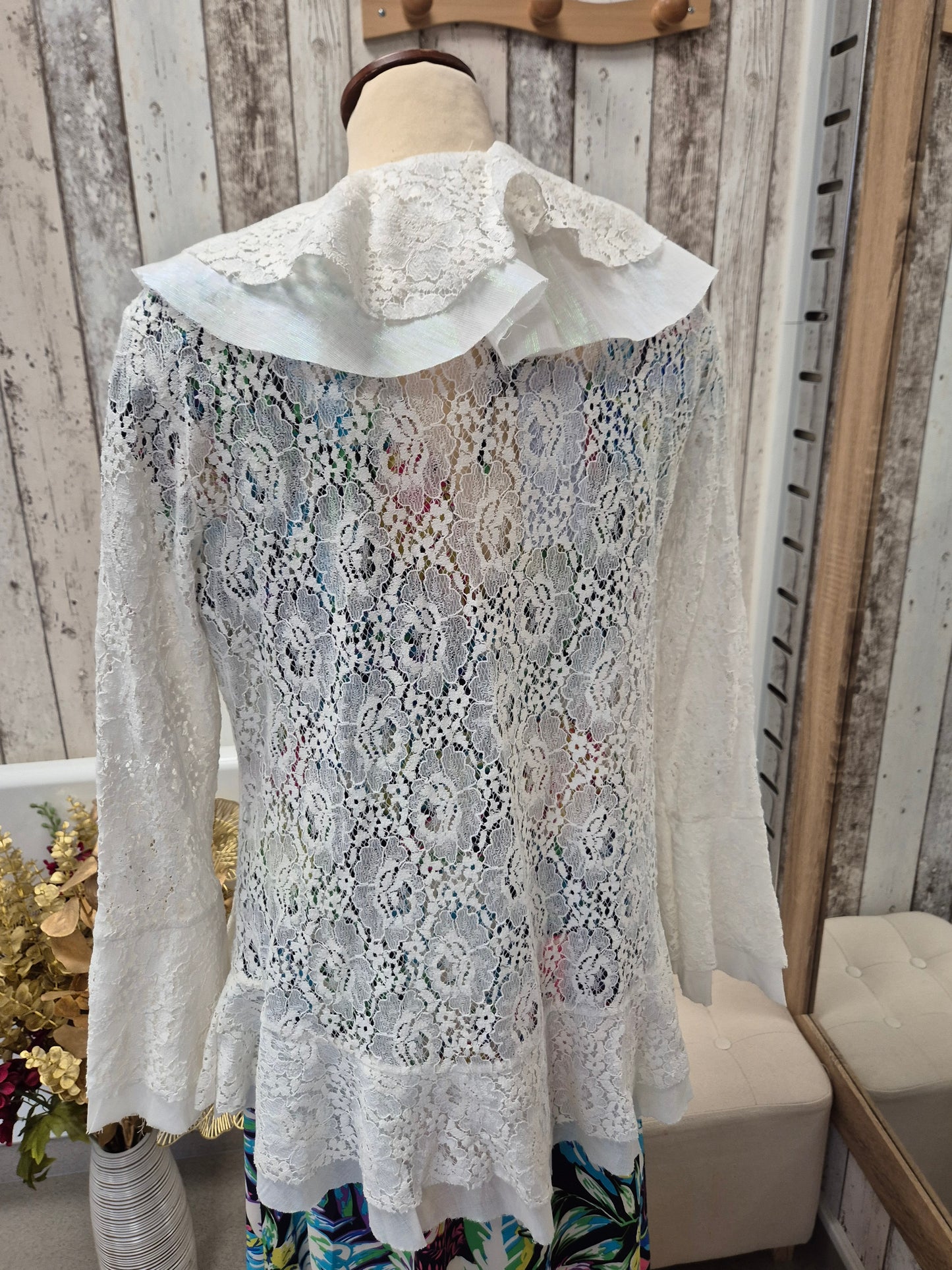 Gilet Ecru Dentelle TU