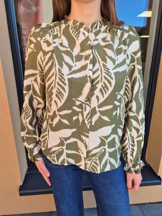 chemisier imprime feuille