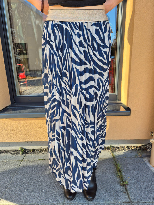 jupe  plissée zébré marine