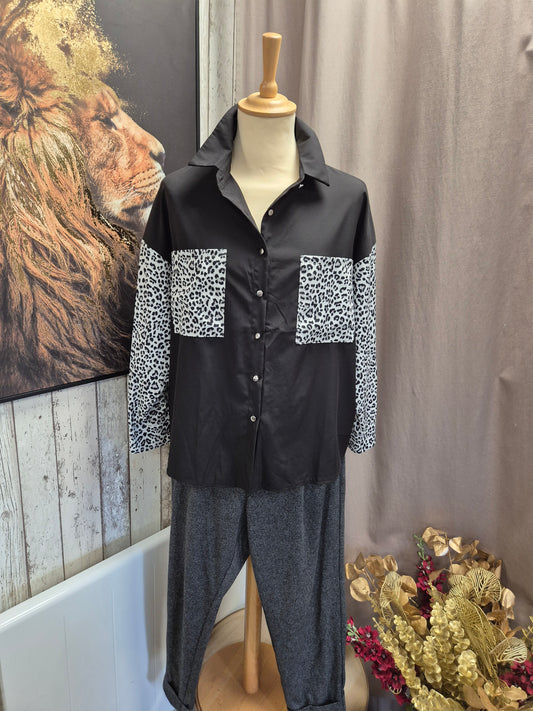 Chemise Noir léopard T 46
