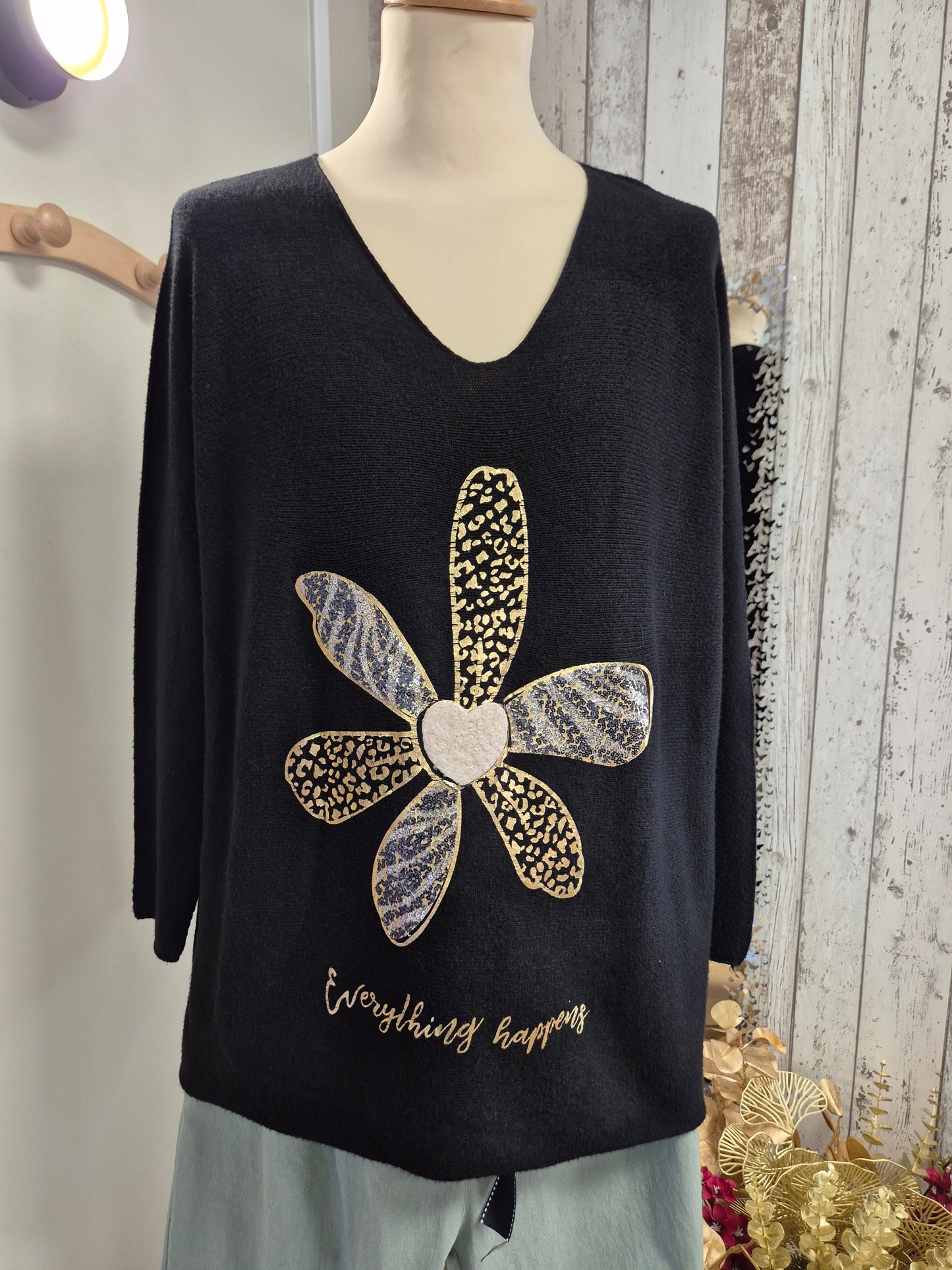Pull Fleur lurex TU 44 au 52