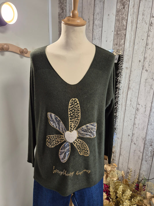 Pull Fleur lurex TU 44 au 52