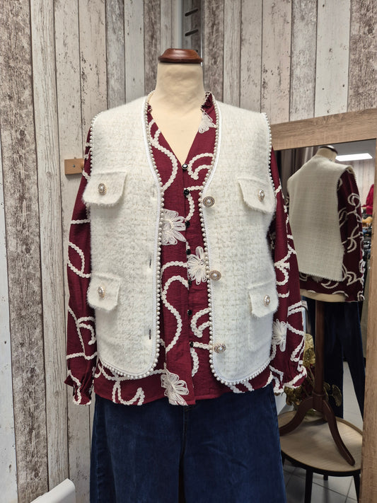 Gilet Perle Ecru