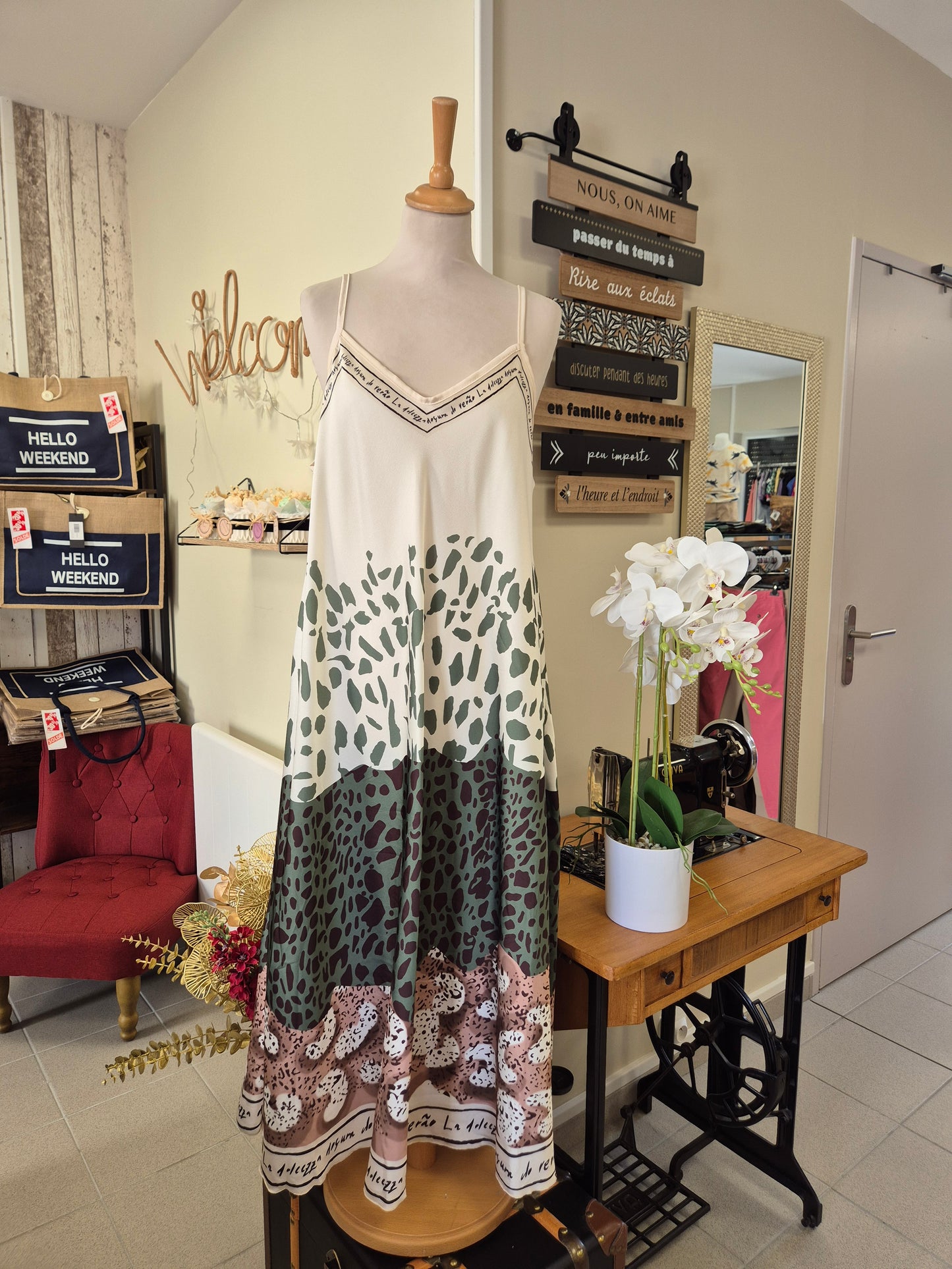 Robe longue léopard TU