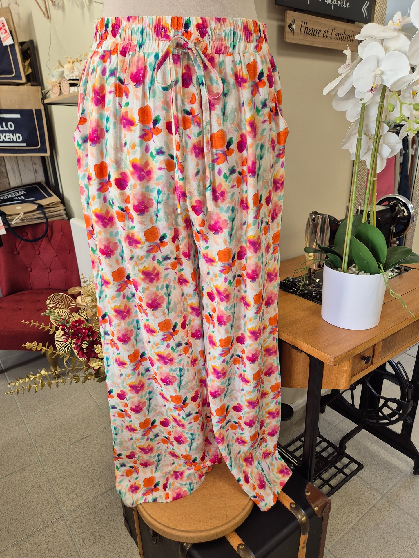 Pantalon fluide fleur